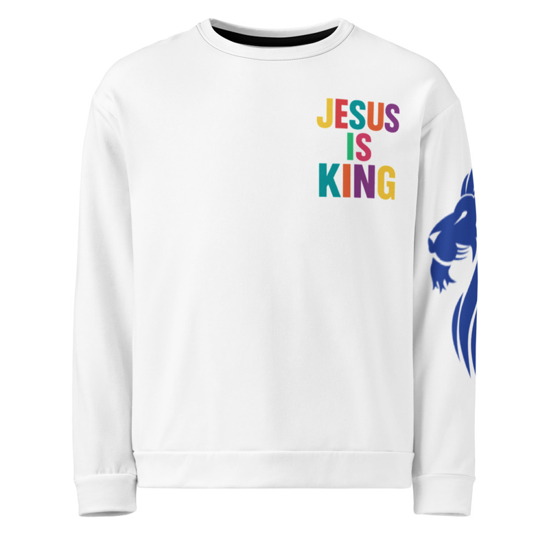 Jesus Is King Statement Sweatshirt – Kingdom Colors Collection in White